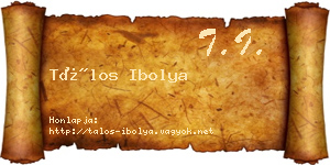 Tálos Ibolya névjegykártya