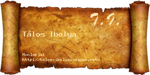Tálos Ibolya névjegykártya